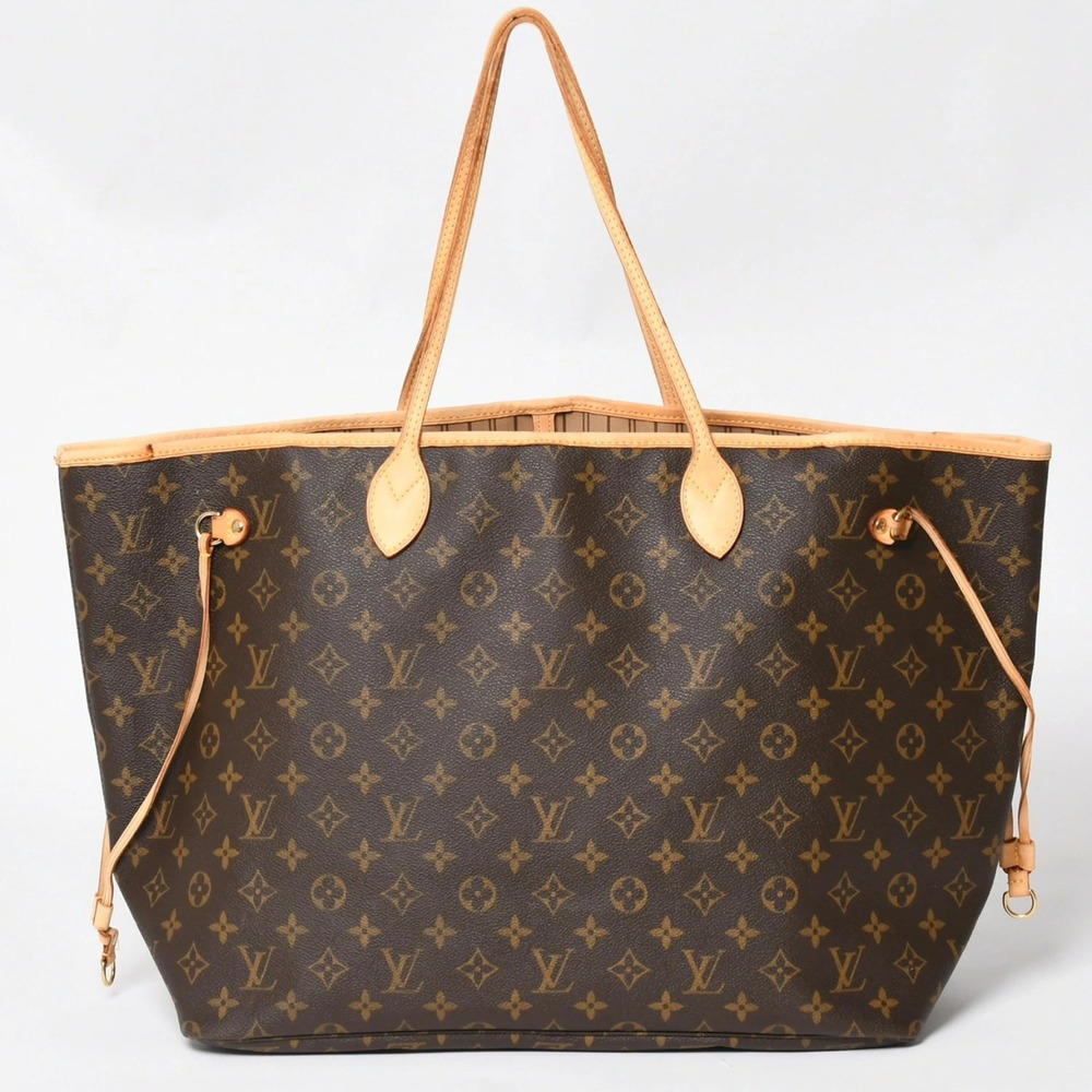 LOUIS VUITTON Neverfull Handbag Brown Leather